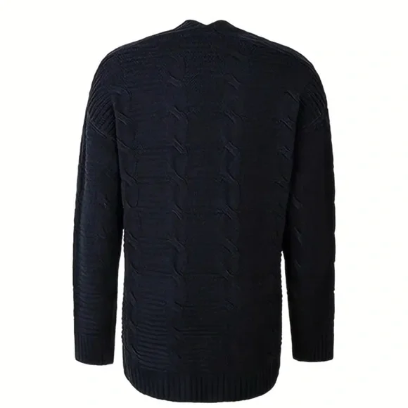 NWT Women's Black Cable Knit Cardigan Sweater - Picture 2 of 7